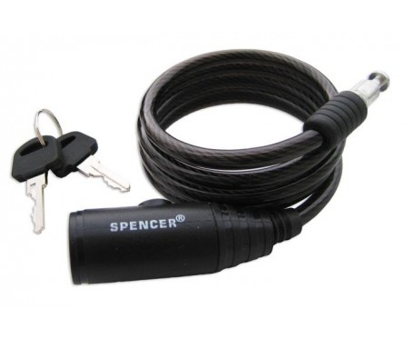 SPIRAL CABLE LOCK SPENCER Bike Lock Key Type Protective coated Coil 10mm X1800mm 